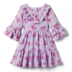 Janie and Jack Purple Baby Girl 12-18M Chiffon Floral Dress Spring Summer